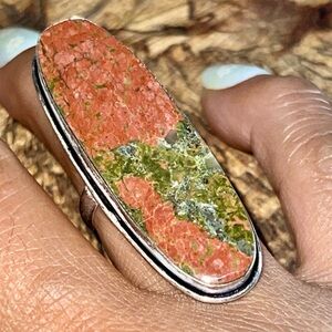 Peach Unakite Ring Size 6